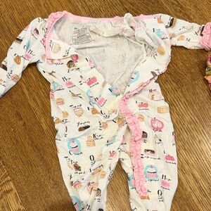 Baby One-Piece Pajamas - Pink & Cream Dessert Print